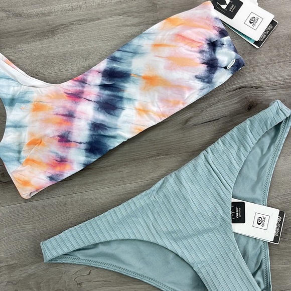 ☀️RIP CURL☀️ SURF TRIP ONE SHOULDER CROP PREMIUM SURF CHEEKY PANT BIKINI SET - Picture 5 of 13